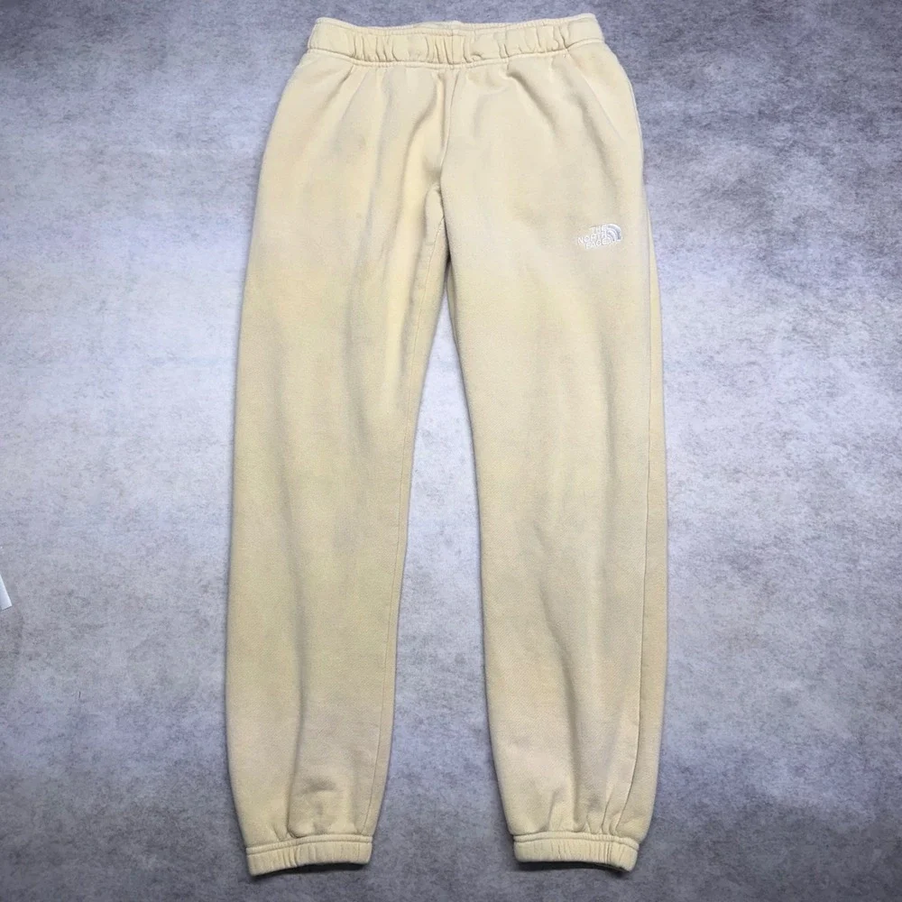 The North Face Regular Fit Mens Medium Beige Logo Cuffed Fleece Sweatpants